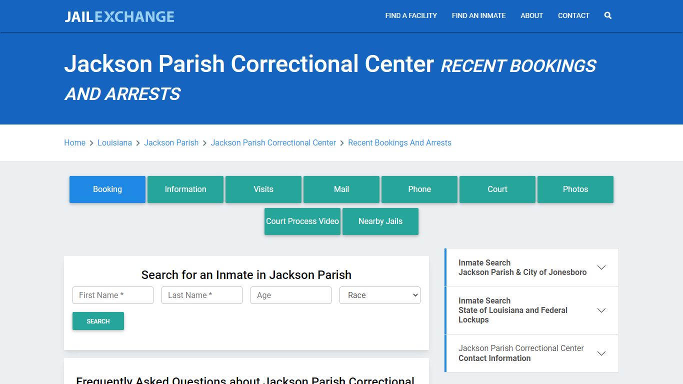 Jackson Parish Correctional Center Recent Bookings And Arrests